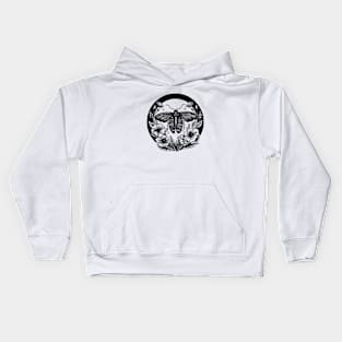 Dark academia moth and flowers Kids Hoodie